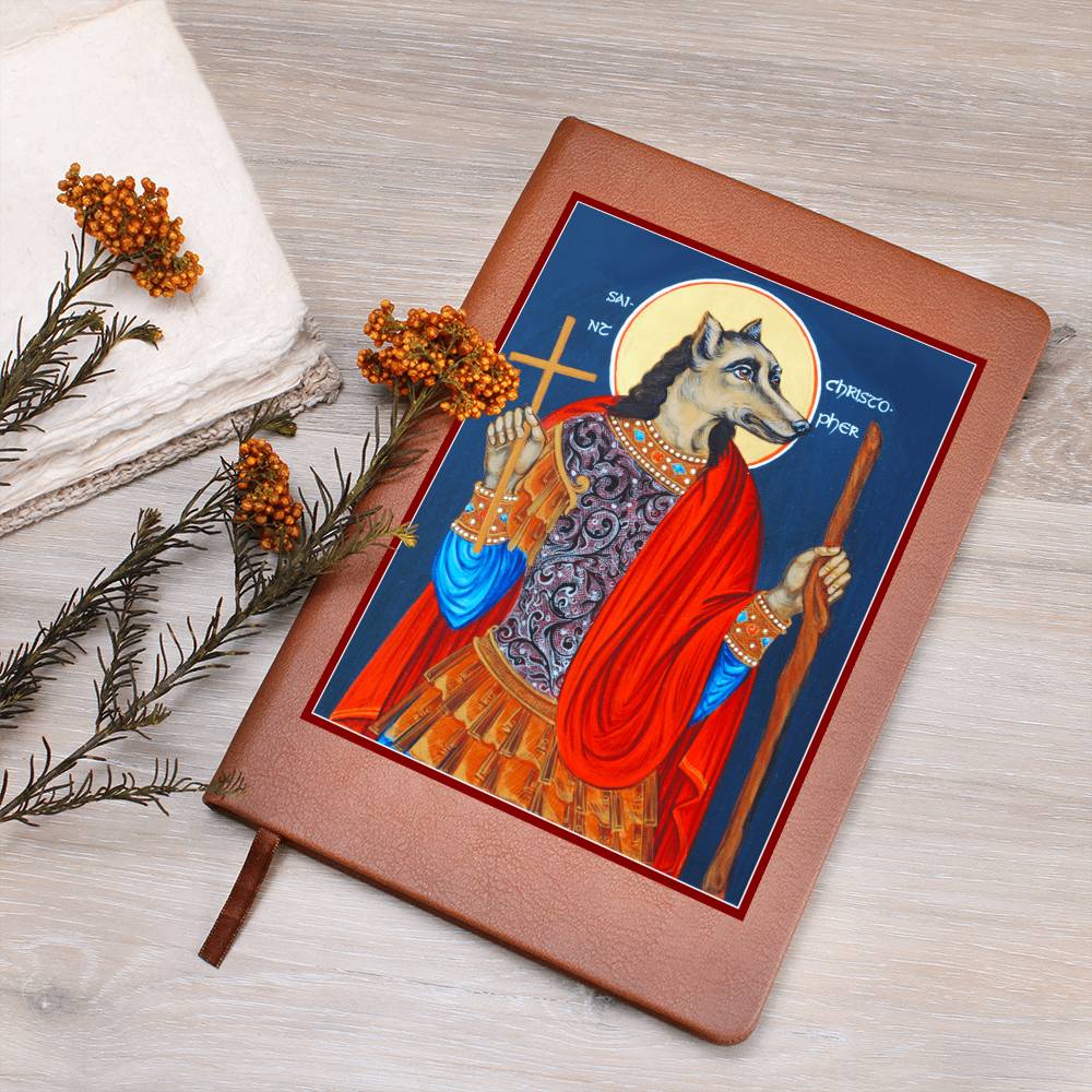 Dog Head St Christopher Orthodox Icon Leather Journal