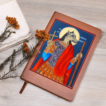 Dog Head St Christopher Orthodox Icon Leather Journal