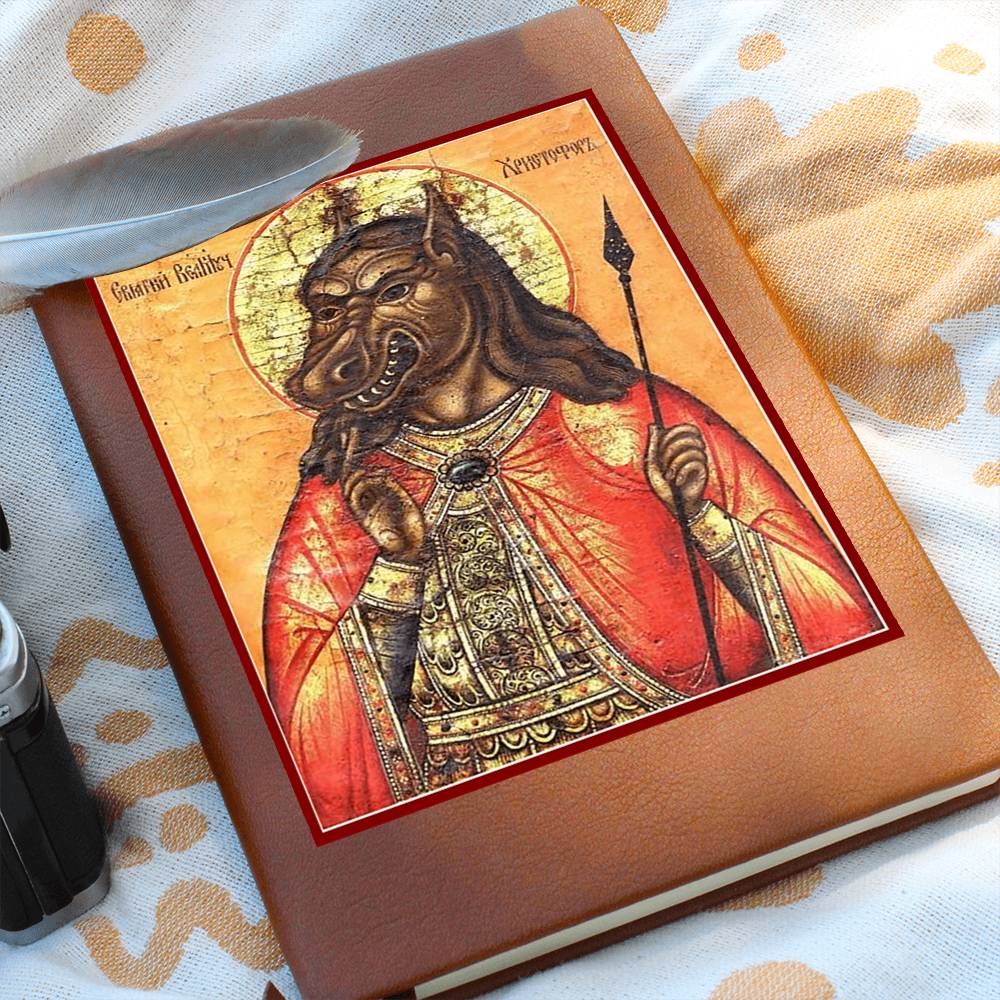 Dog Headed St Christopher Orthodox Icon Leather Journal