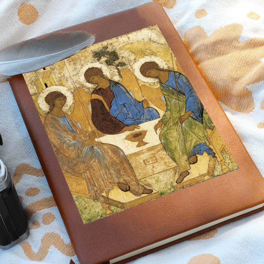Holy Trinity Leather Journal Orthodox Icon by Andrey Rublev