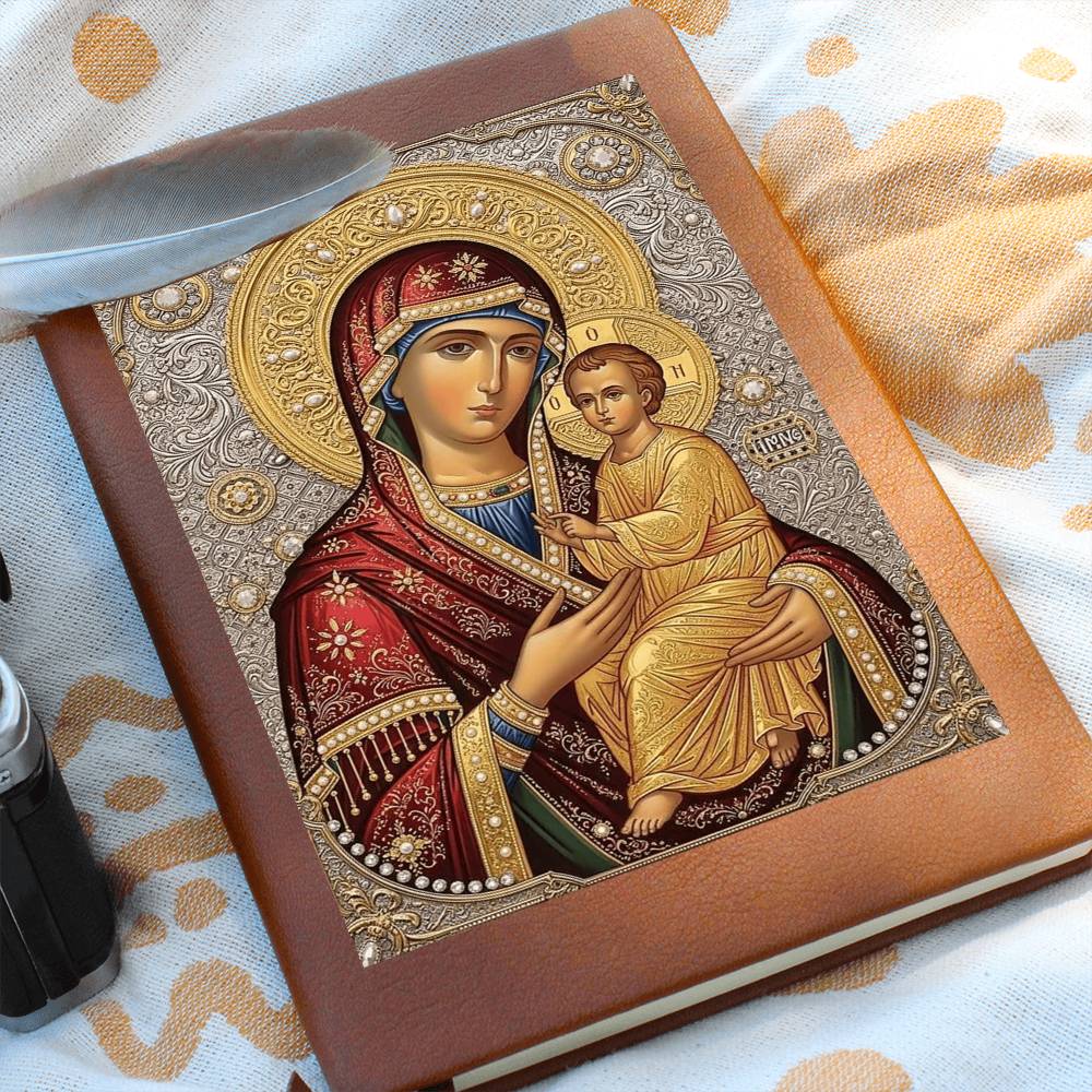 Theotokos Icon Leather Journal, Orthdox Icon Leather Notebook