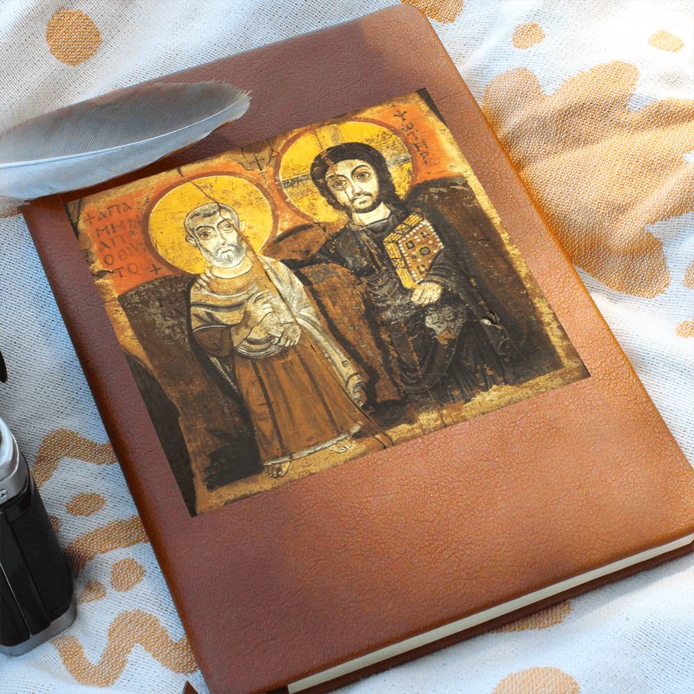 Christ and Abbot Menas Orthodox Icon Leather Journal