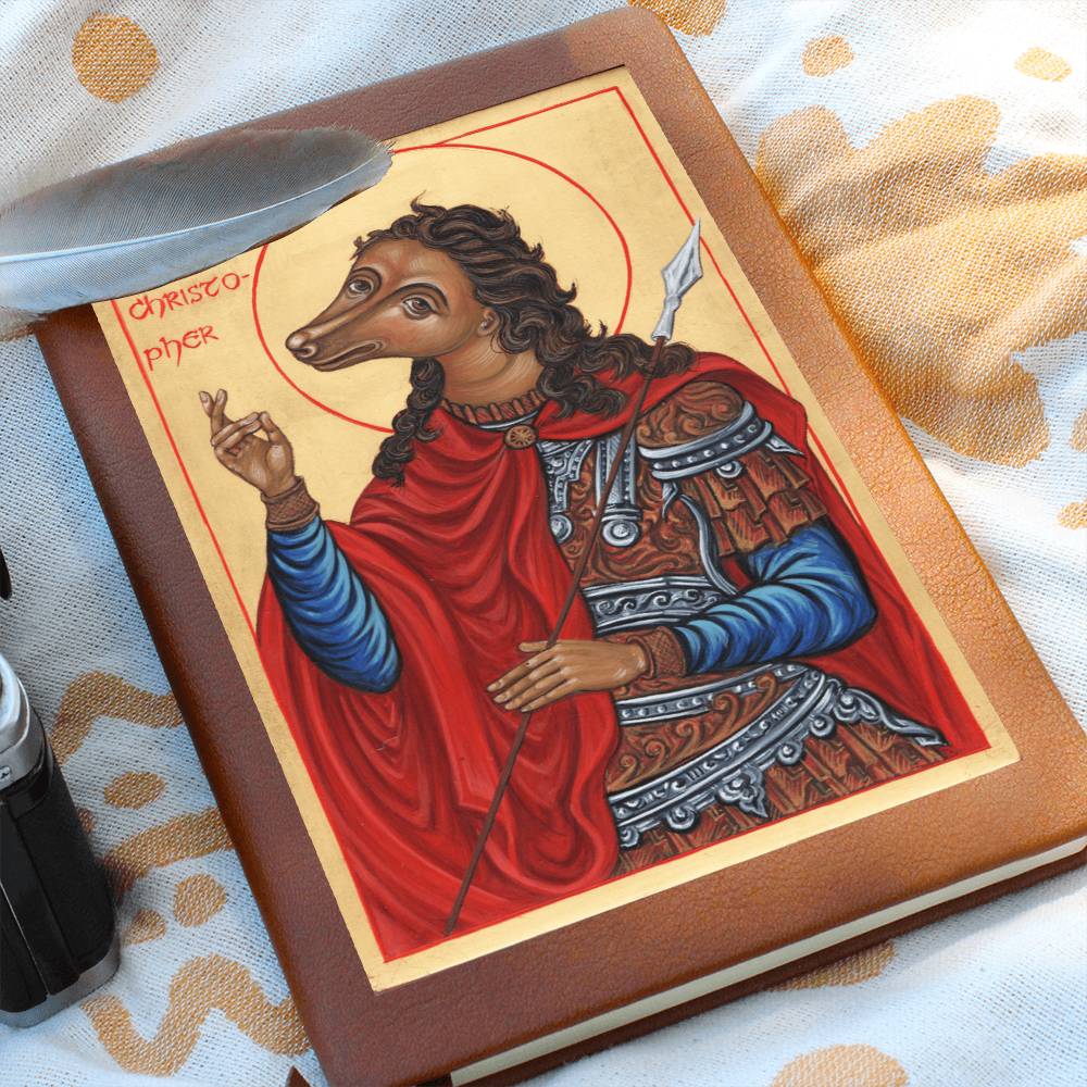 St Christopher Dog Head Orthodox Icon Leather Journal