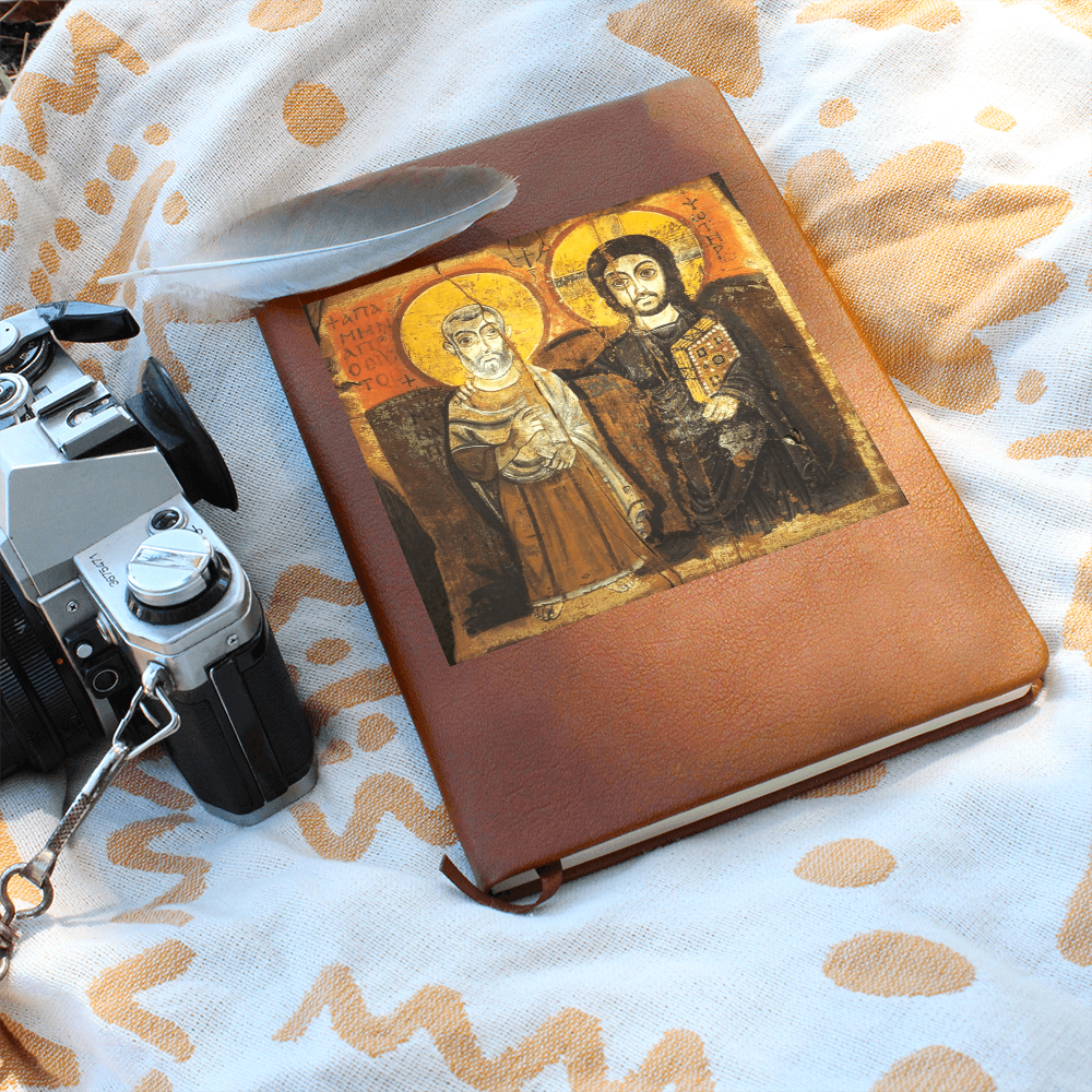 Christ and Abbot Menas Orthodox Icon Leather Journal