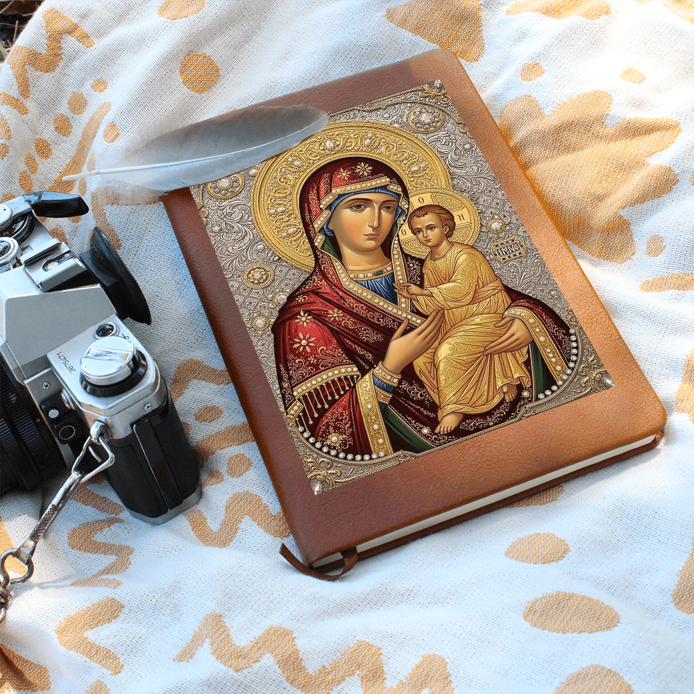 Theotokos Icon Leather Journal, Orthdox Icon Leather Notebook