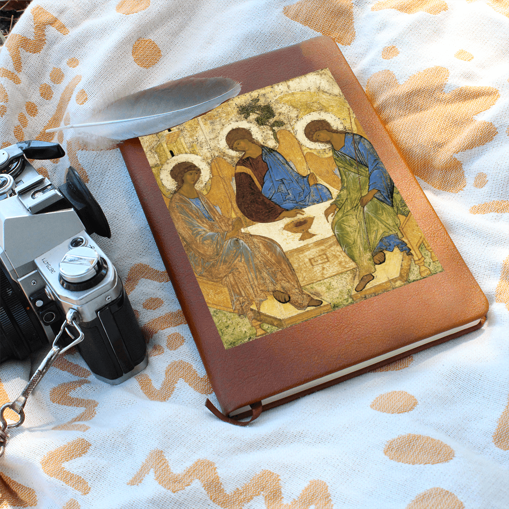 Holy Trinity Leather Journal Orthodox Icon by Andrey Rublev
