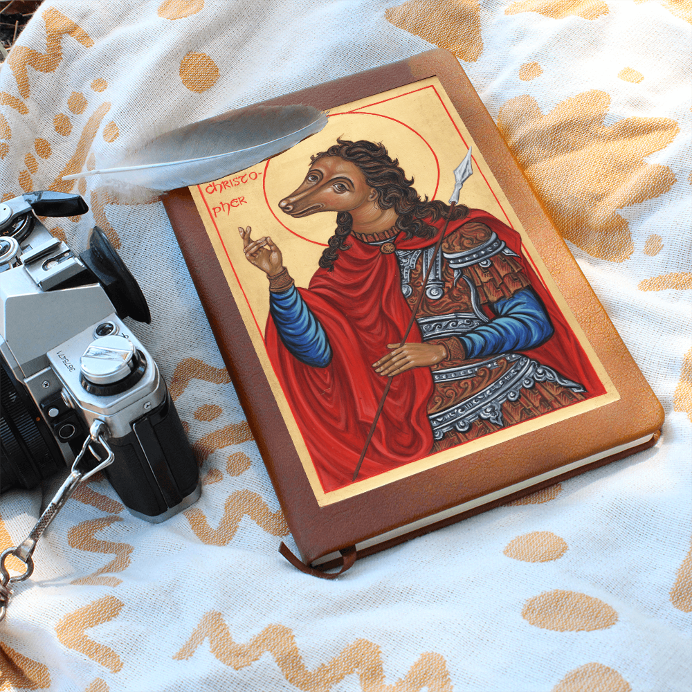St Christopher Dog Head Orthodox Icon Leather Journal