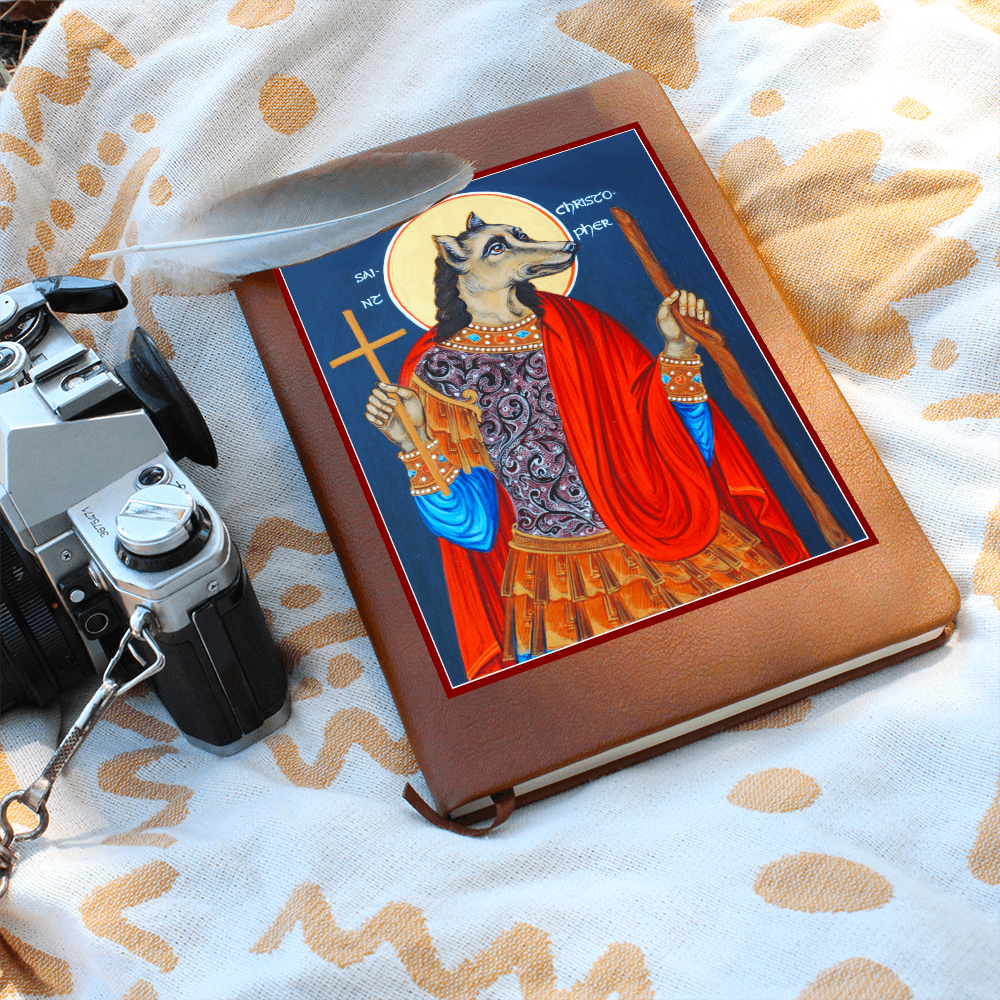 Dog Head St Christopher Orthodox Icon Leather Journal