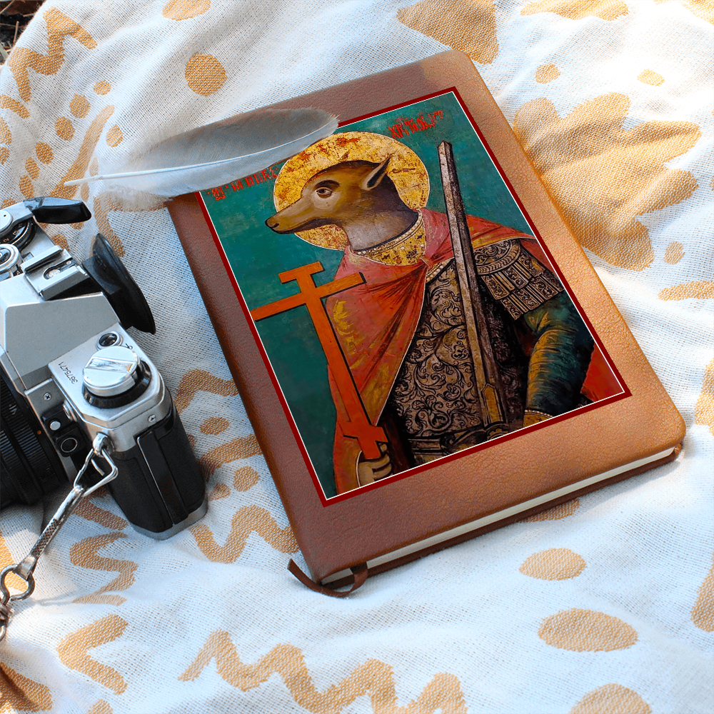 Dog Headed St Christopher Orthodox Icon Leather Journal