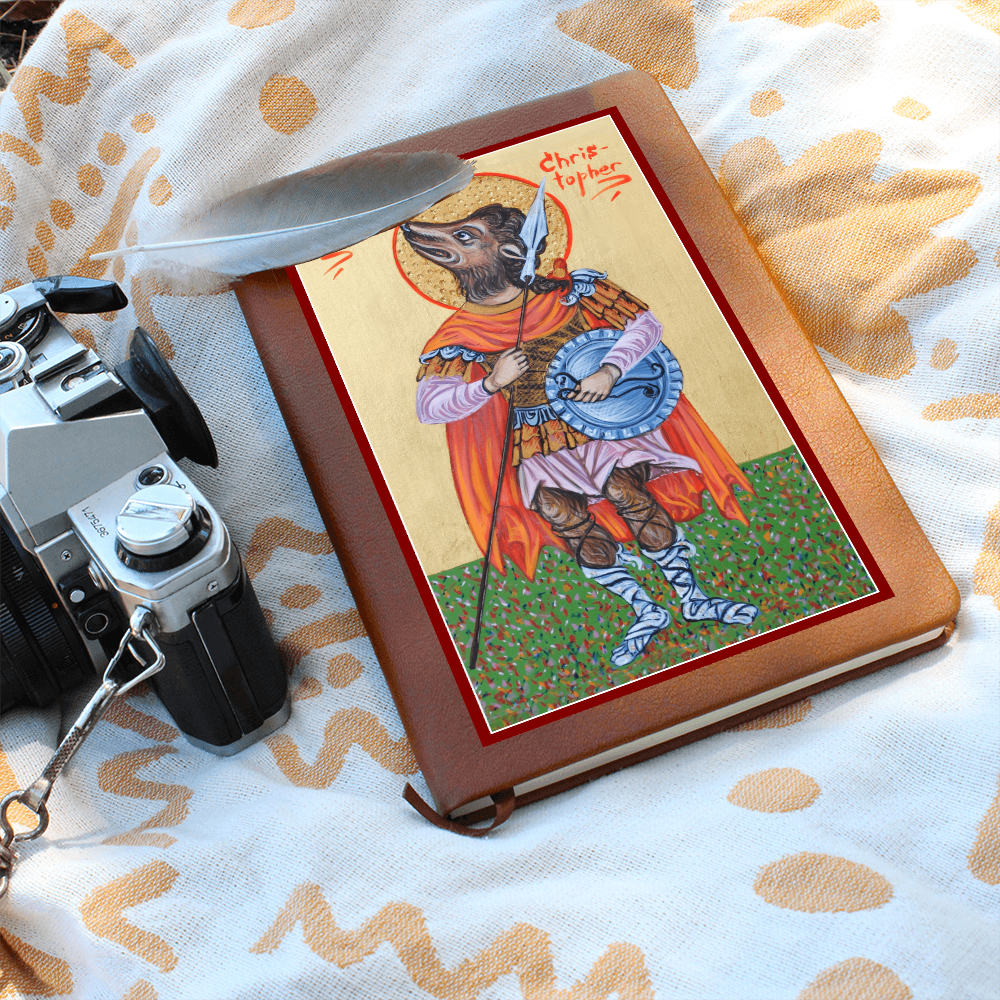 St Christopher Dog Head Orthodox Icon Leather Journal