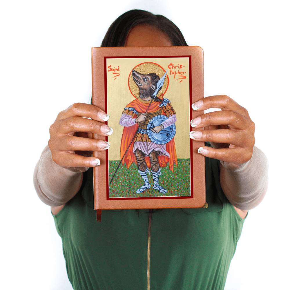 St Christopher Dog Head Orthodox Icon Leather Journal