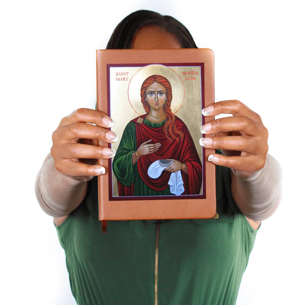 St Mary Magdalene Orthodox Icon Leather Journal