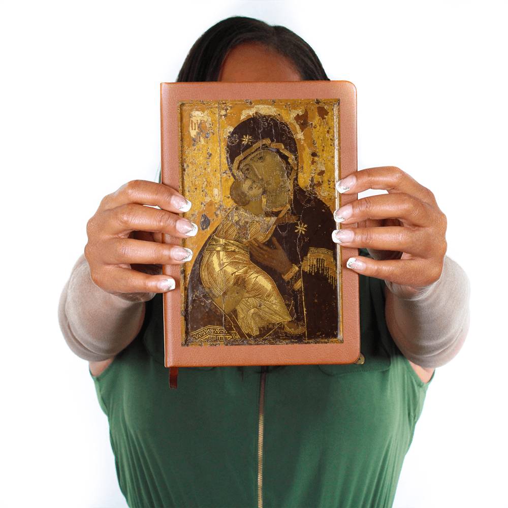Theotokos Vladimir Leather Journal, Orthodox Icon Leather Notebook