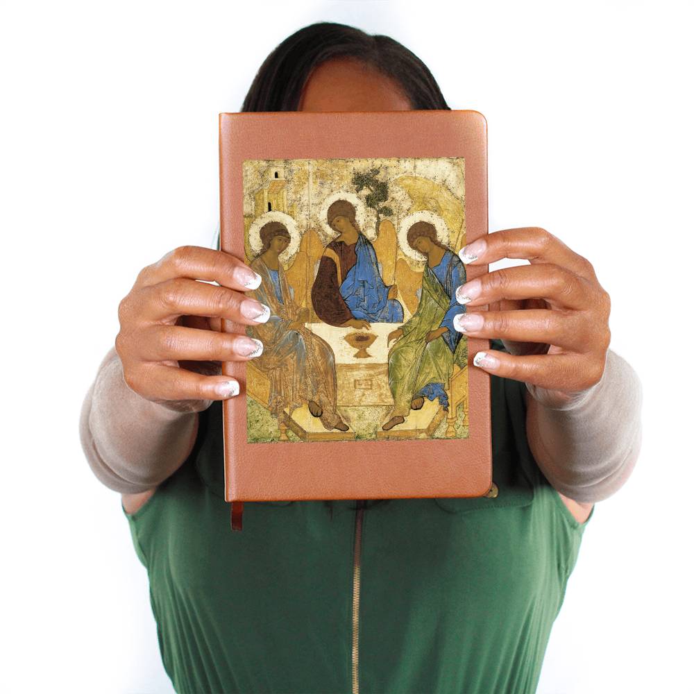 Holy Trinity Leather Journal Orthodox Icon by Andrey Rublev