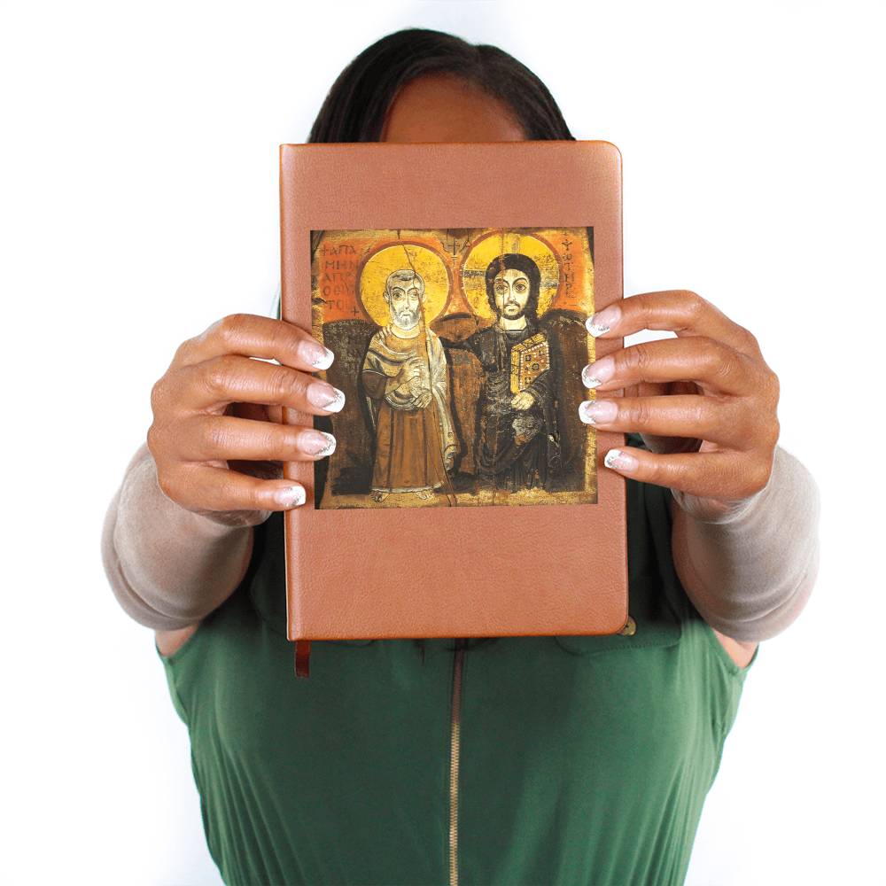 Christ and Abbot Menas Orthodox Icon Leather Journal