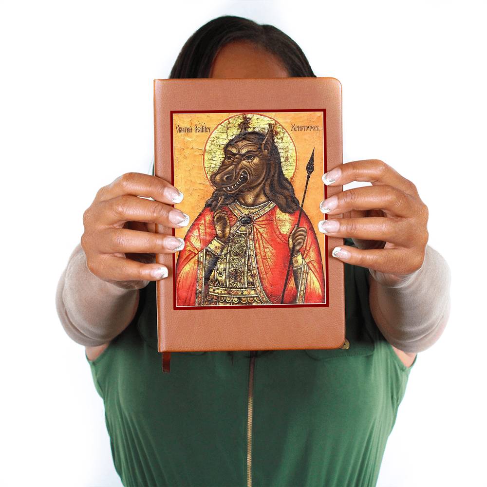 Dog Headed St Christopher Orthodox Icon Leather Journal