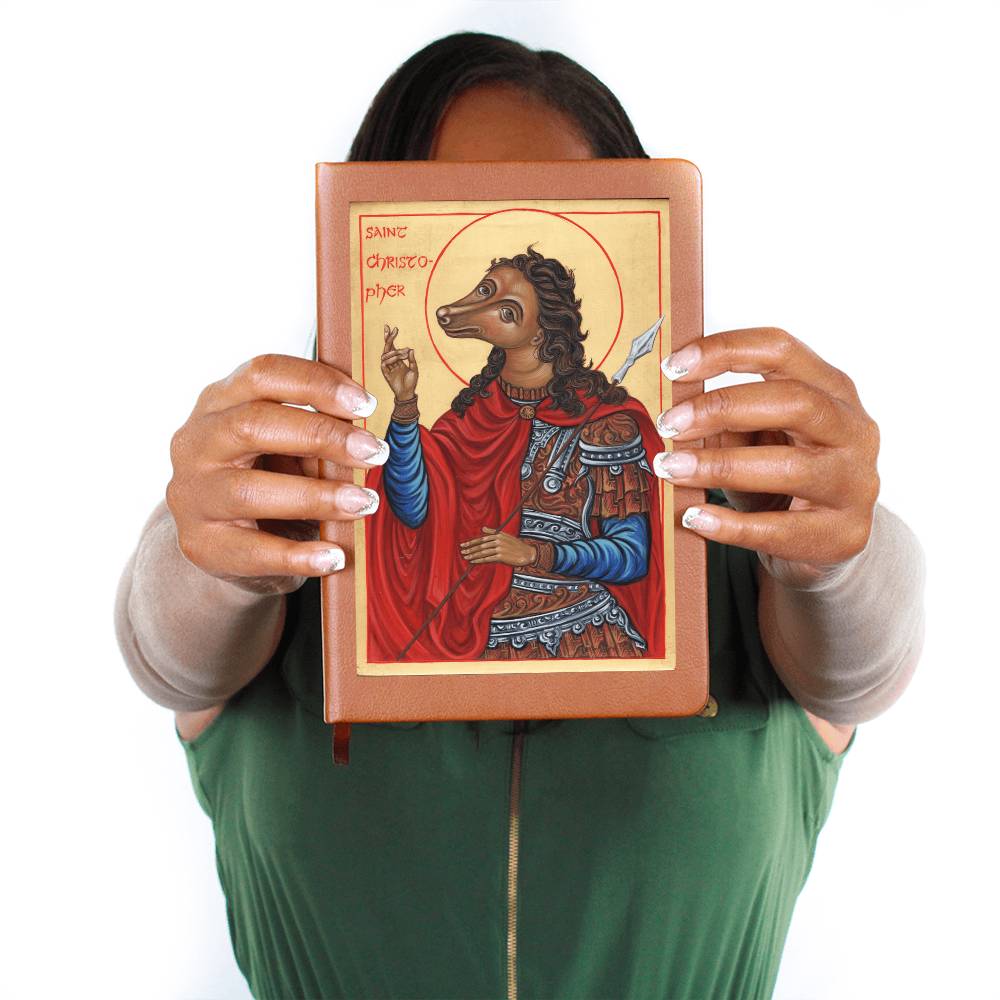St Christopher Dog Head Orthodox Icon Leather Journal