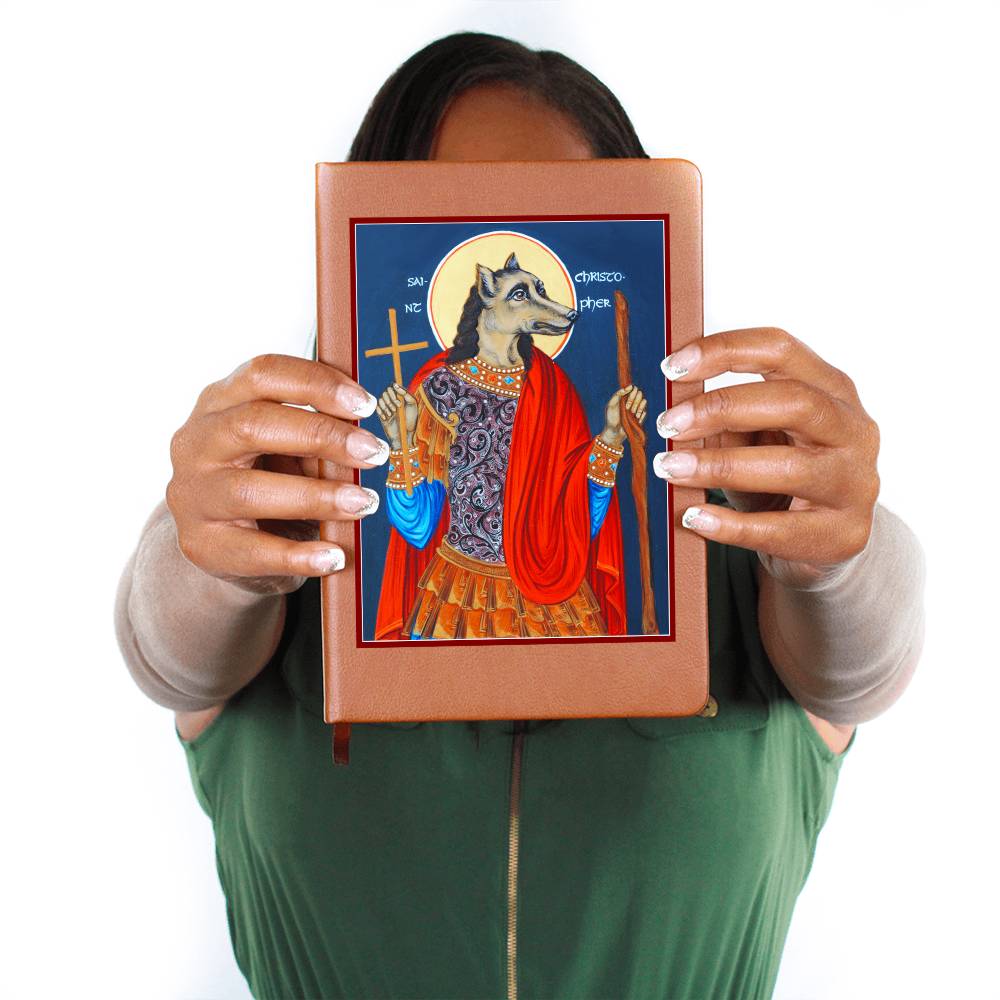 Dog Head St Christopher Orthodox Icon Leather Journal