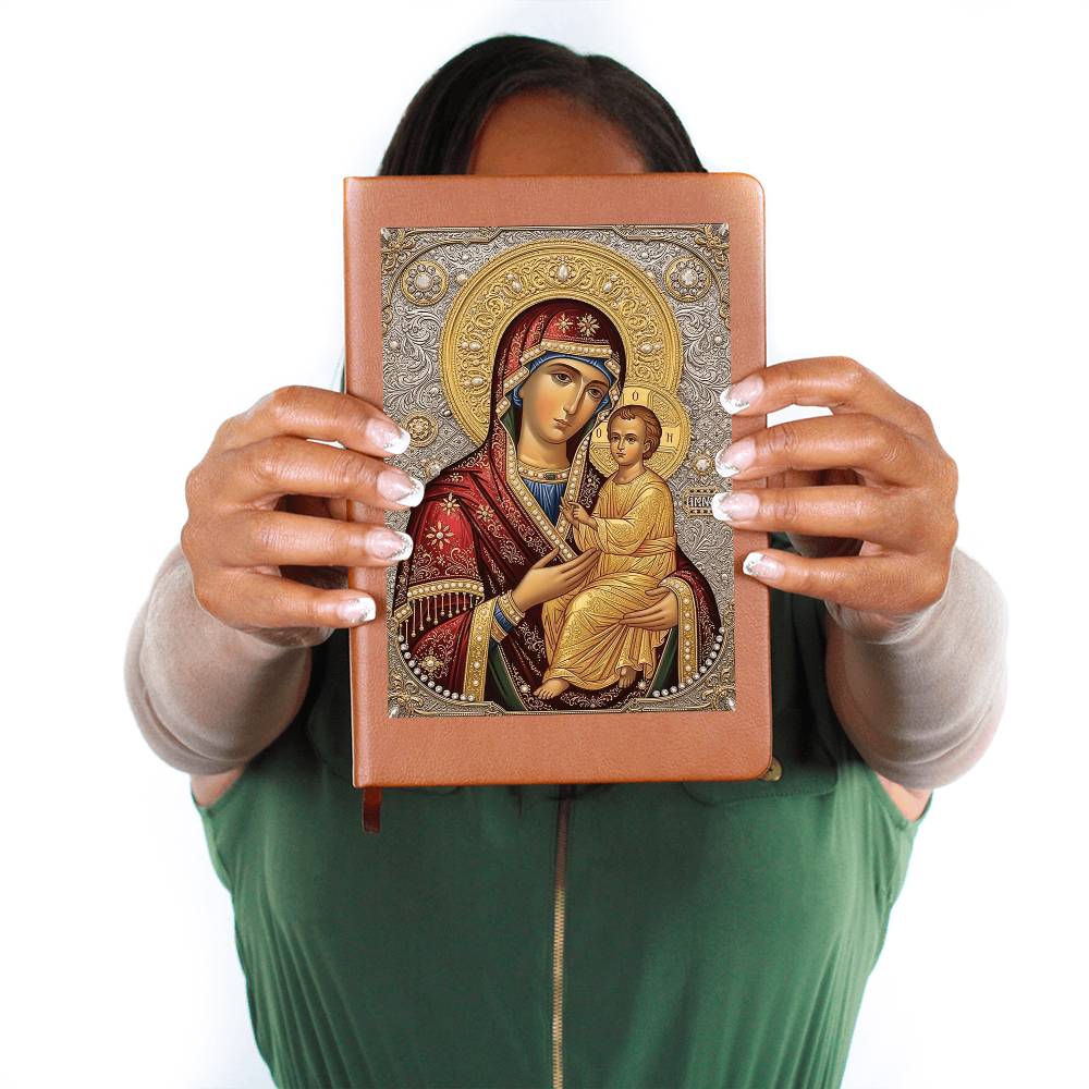 Theotokos Icon Leather Journal, Orthdox Icon Leather Notebook