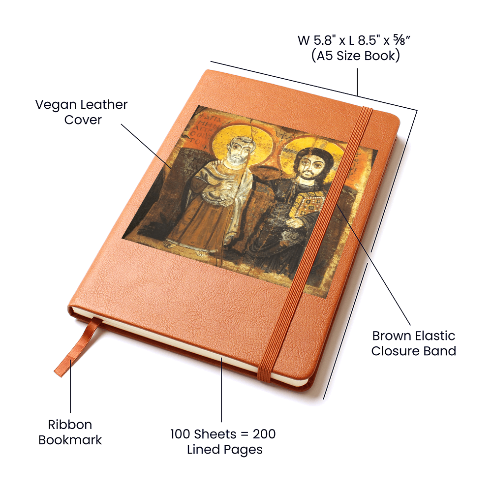 Christ and Abbot Menas Orthodox Icon Leather Journal