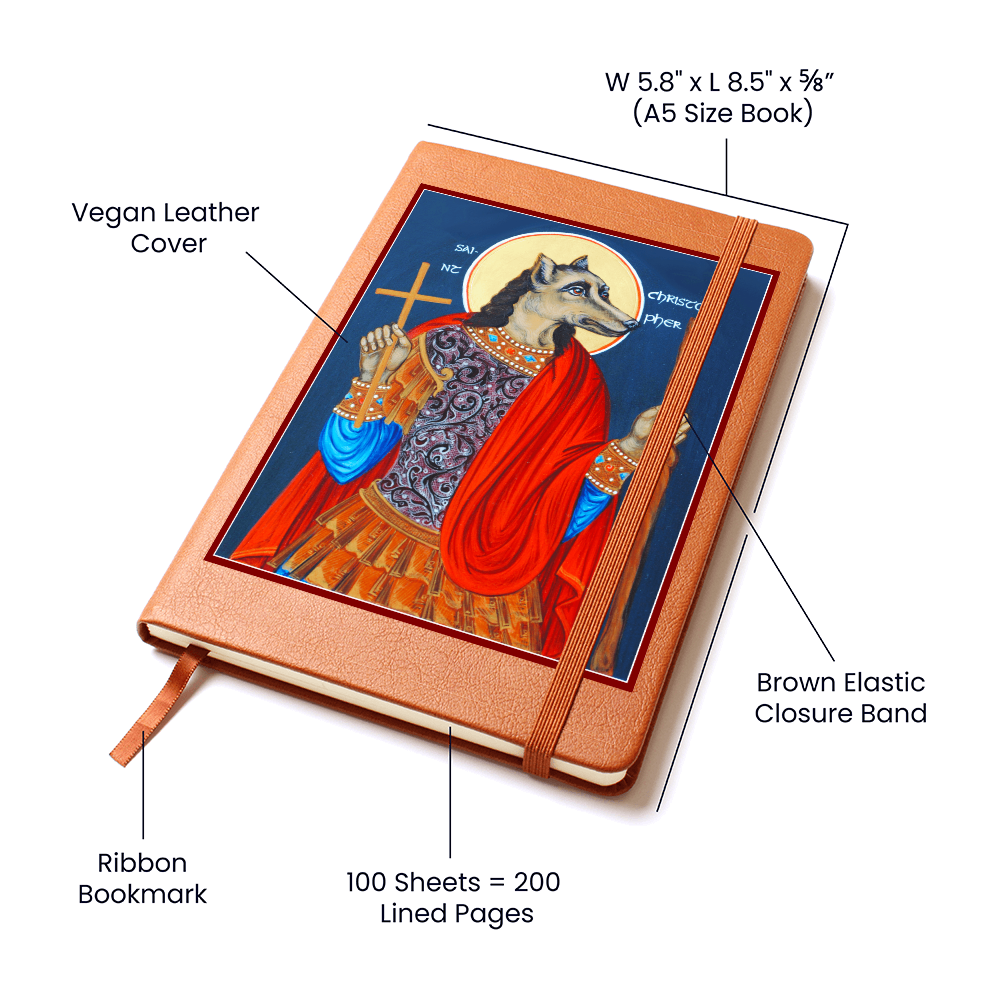 Dog Head St Christopher Orthodox Icon Leather Journal