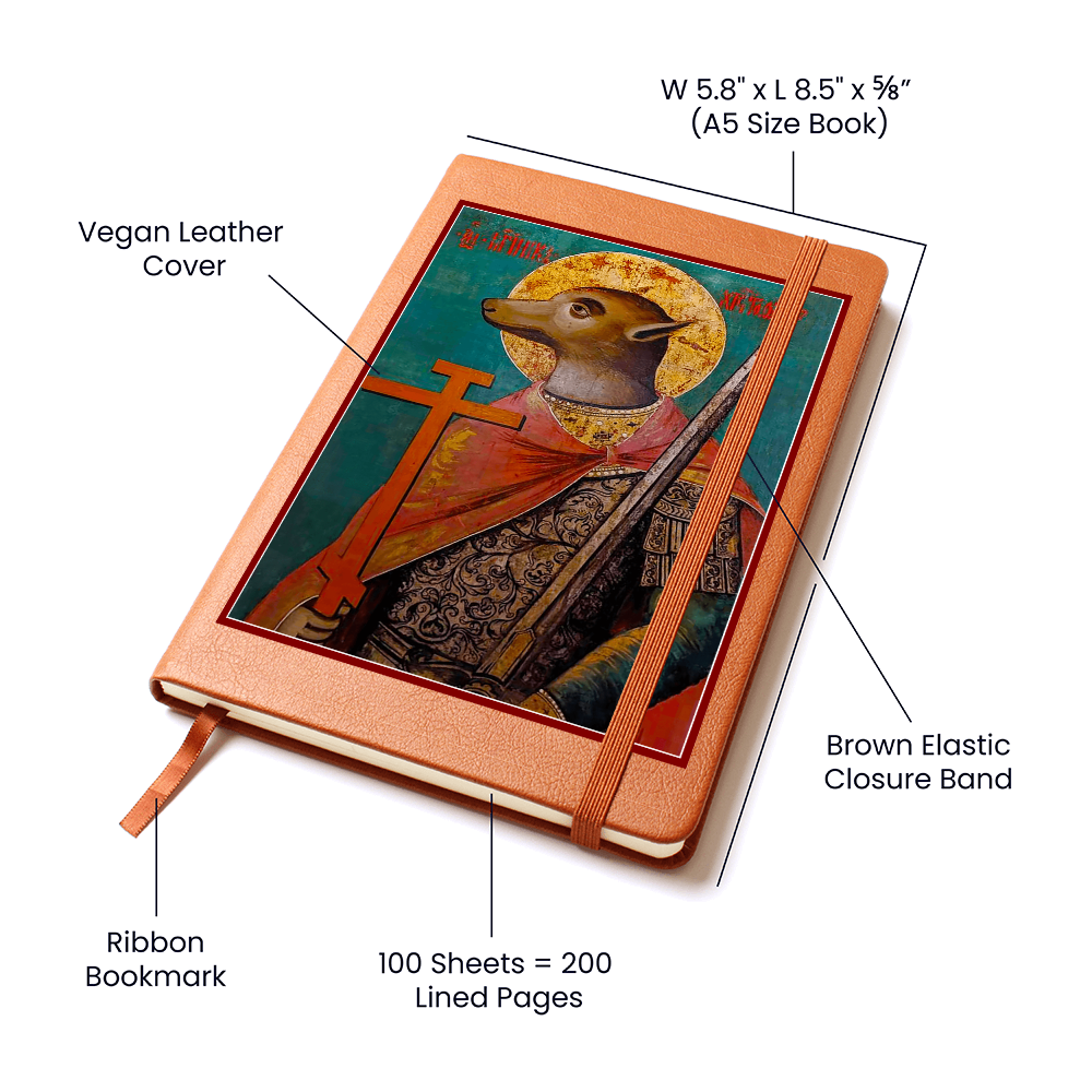 Dog Headed St Christopher Orthodox Icon Leather Journal