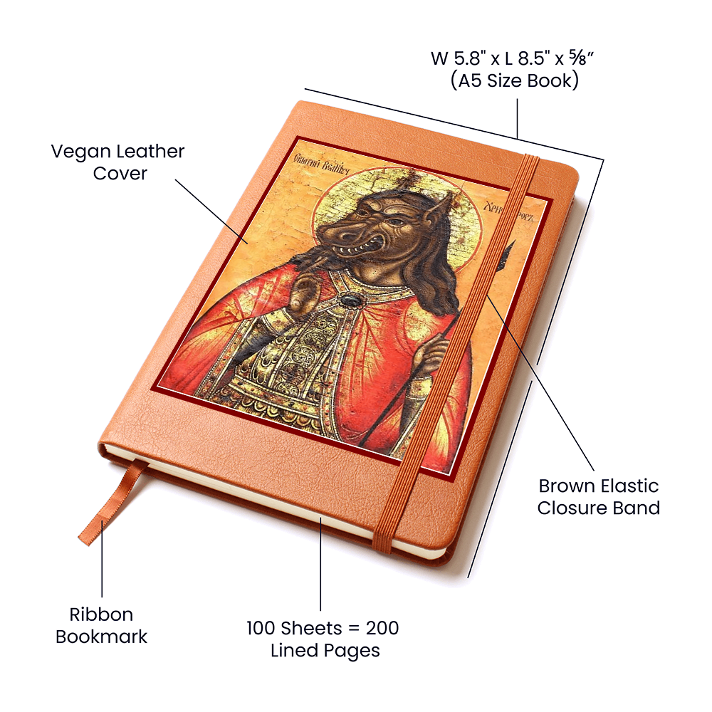 Dog Headed St Christopher Orthodox Icon Leather Journal