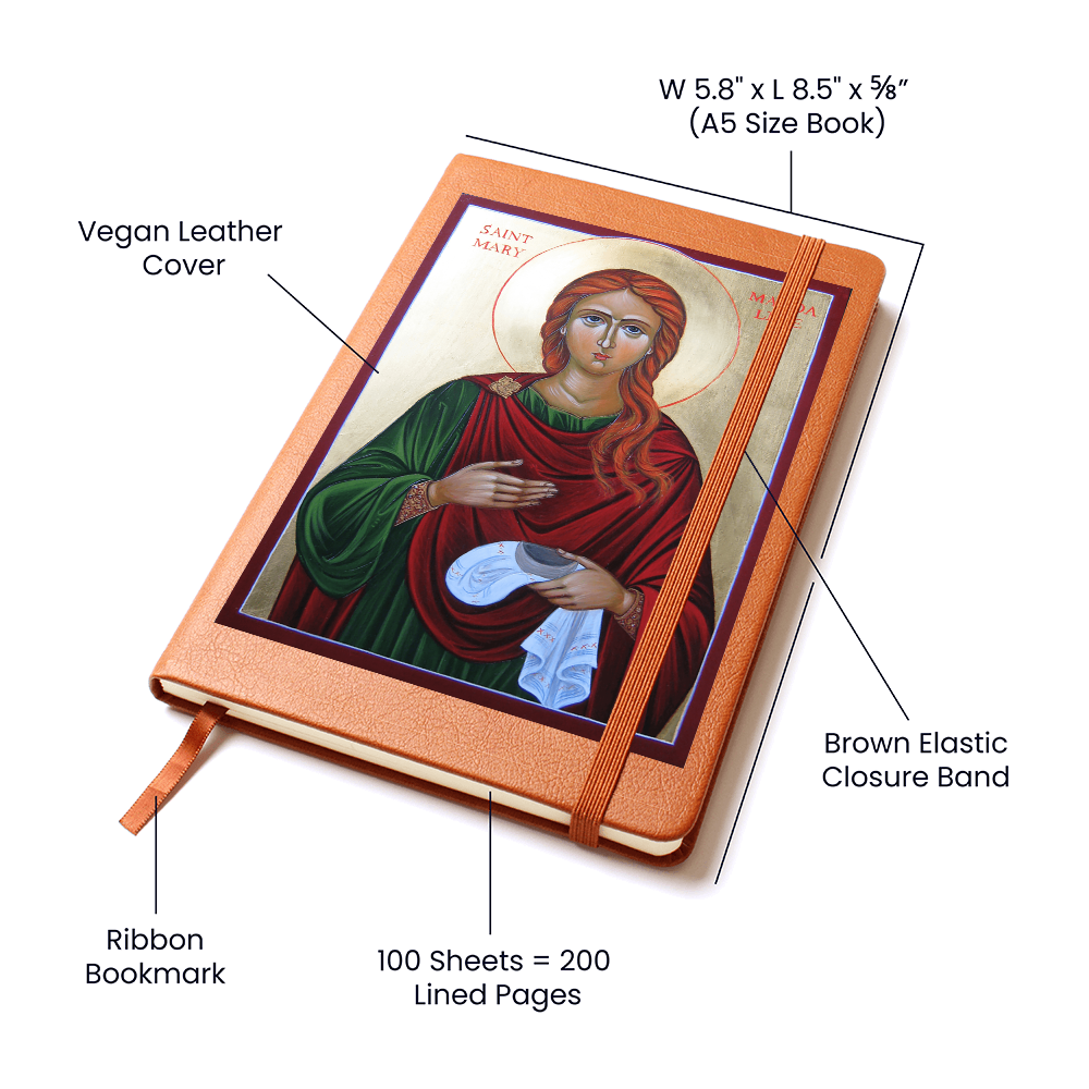 St Mary Magdalene Orthodox Icon Leather Journal