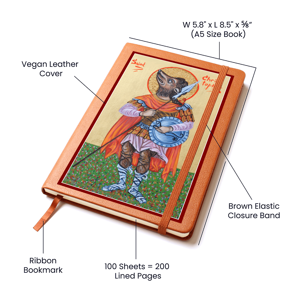 St Christopher Dog Head Orthodox Icon Leather Journal