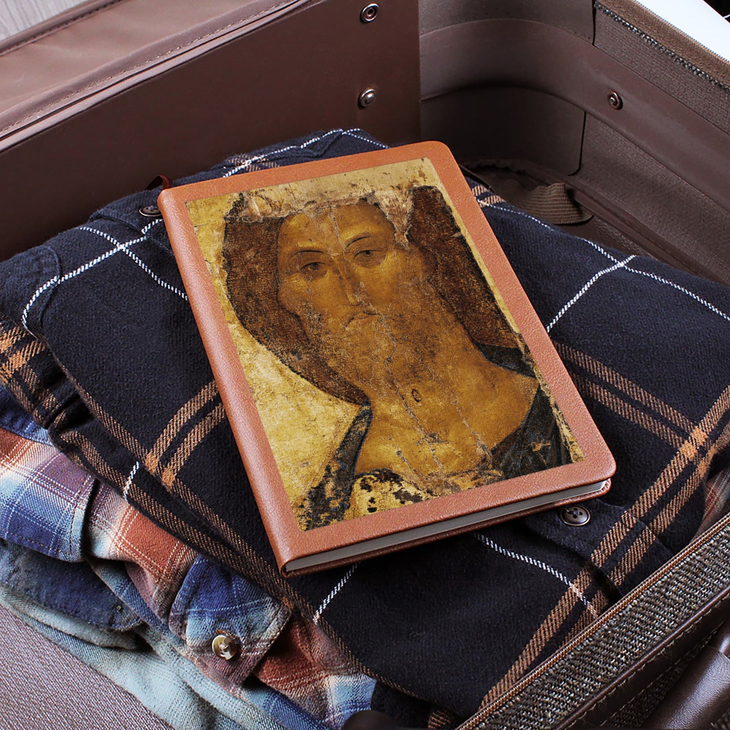 Christ Saviour Orthodox Icon by Anfrey Rublev Leather Journal