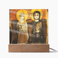 Christ and Abbot Menas Orthodox Icon  Acrylic Square Plaque