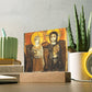 Christ and Abbot Menas Orthodox Icon  Acrylic Square Plaque