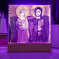 Christ and Abbot Menas Orthodox Icon  Acrylic Square Plaque