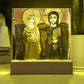 Christ and Abbot Menas Orthodox Icon  Acrylic Square Plaque