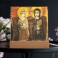 Christ and Abbot Menas Orthodox Icon  Acrylic Square Plaque