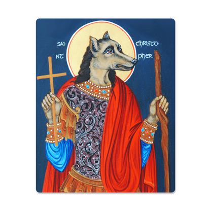 Dog Head Saint Christopher Orthodox Icon High Gloss Metal Art Print (8x10'')