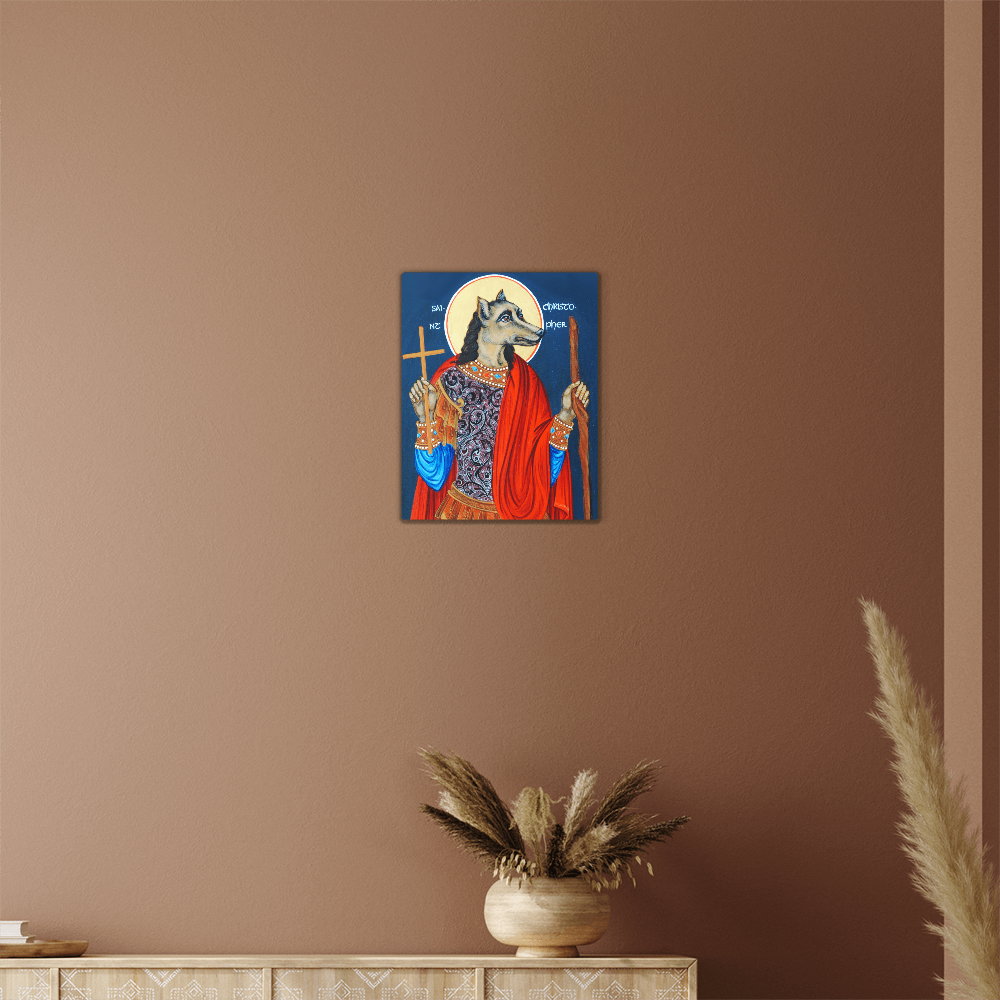 Dog Head Saint Christopher Orthodox Icon High Gloss Metal Art Print (8x10'')