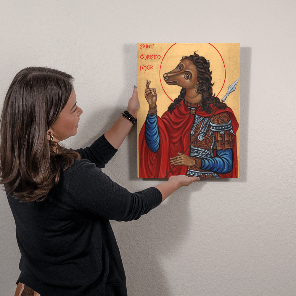 Saint Christopher Dog Head Orthodox icon High Gloss Metal Art Print