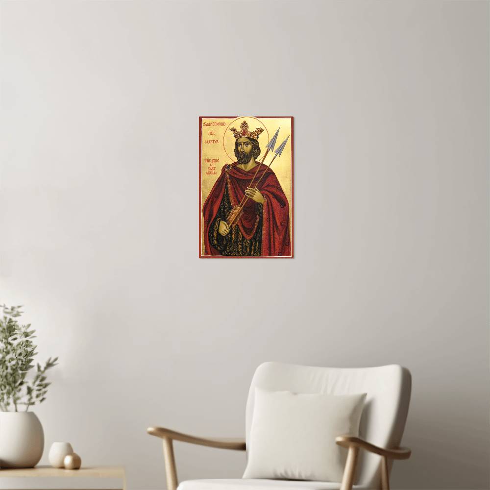 Saint Edmund The Martyr The King of East Anglia high gloss metal print 12x18''