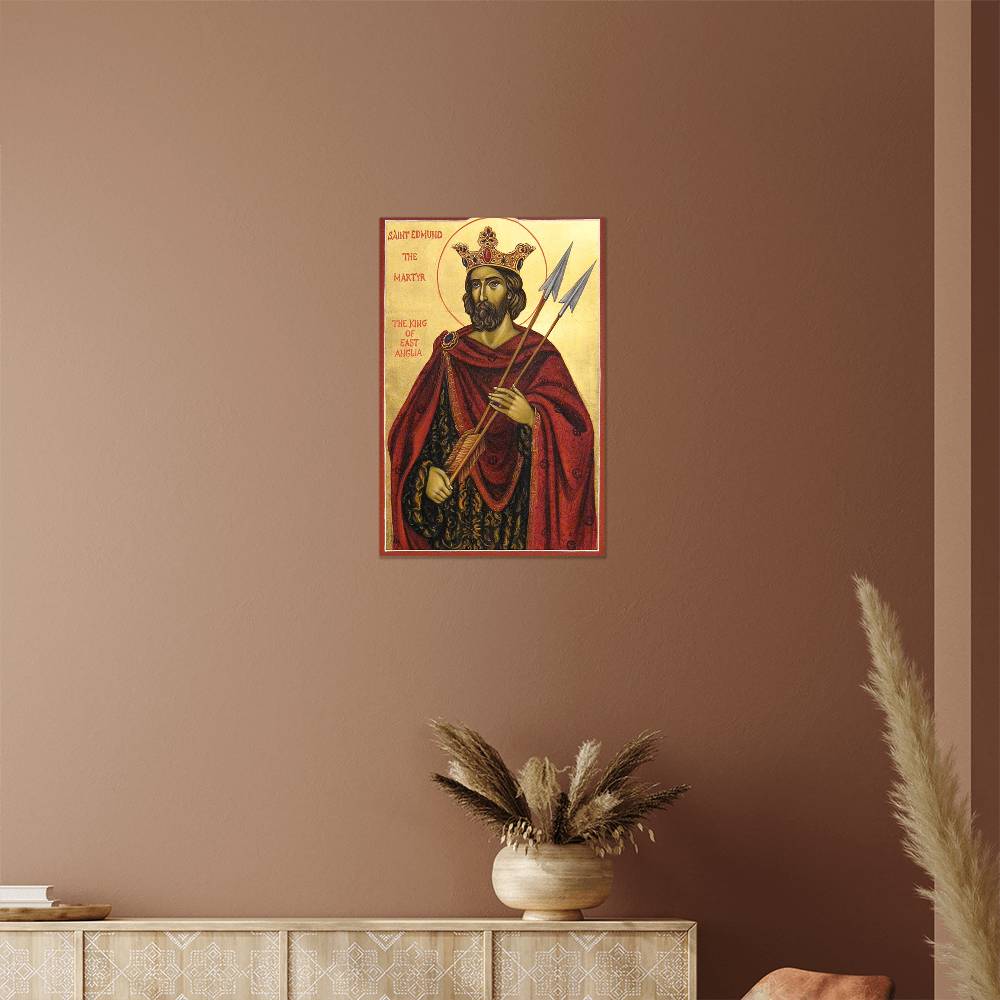 Saint Edmund The Martyr The King of East Anglia high gloss metal print 12x18''