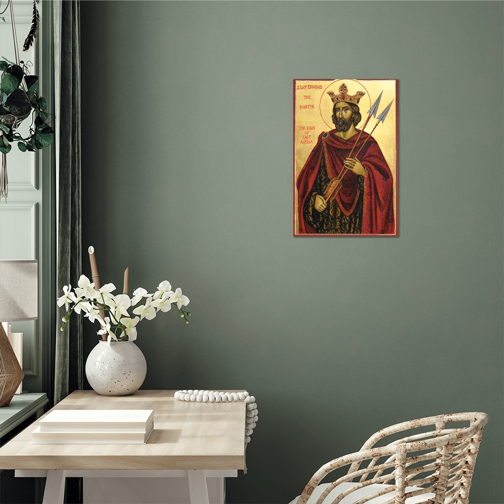 Saint Edmund The Martyr The King of East Anglia high gloss metal print 12x18''