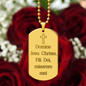 Domine Jesus Christe Latin {Cross] Engraved Dog Tag necklace