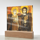 Christ and Abbot Menas Orthodox Icon  Acrylic Square Plaque