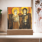 Christ and Abbot Menas Orthodox Icon  Acrylic Square Plaque