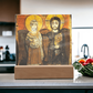 Christ and Abbot Menas Orthodox Icon  Acrylic Square Plaque