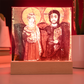 Christ and Abbot Menas Orthodox Icon  Acrylic Square Plaque