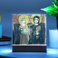Christ and Abbot Menas  Acrylic & Stainless Steel Cross Necklace