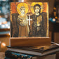 Christ and Abbot Menas  Acrylic & Stainless Steel Cross Necklace