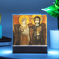 Christ and Abbot Menas  Acrylic & Stainless Steel Cross Necklace