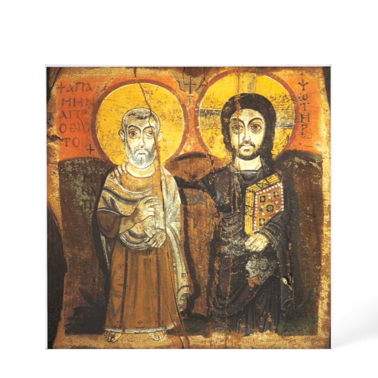 Christ and Abbot Menas Orthodox icon Acrylic Block